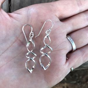 925 silver spiral dangle earrings